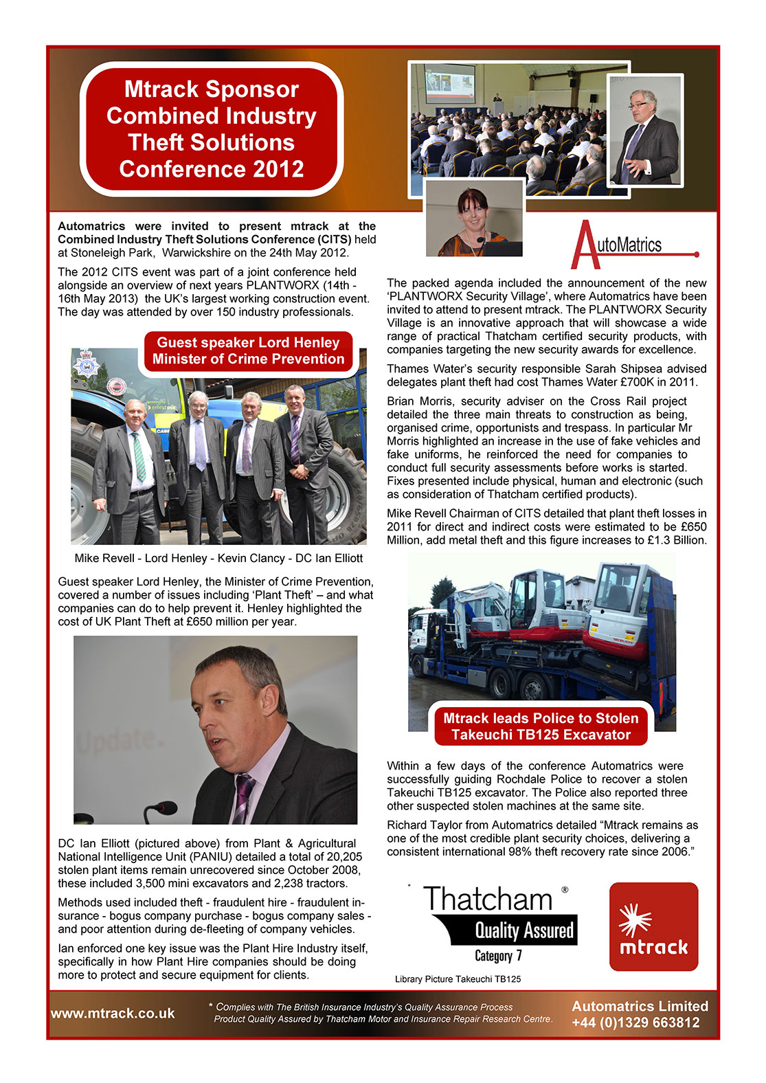 CITS Conbiined Industry Theft Solutions 2012 Conference Automatrics Newsletter