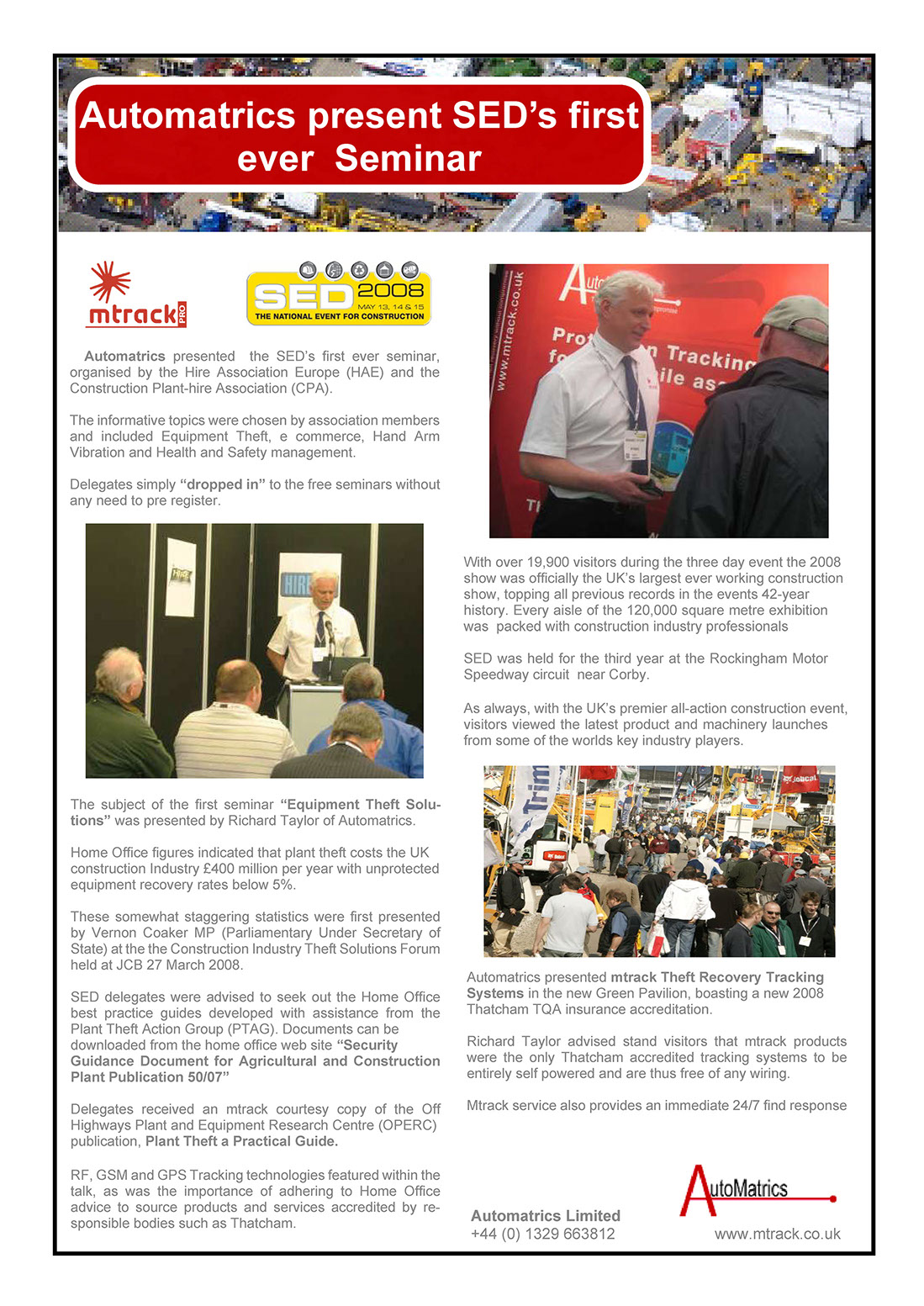 Automatrics Present First SED Plant Security Seminar 2008 Newsletter