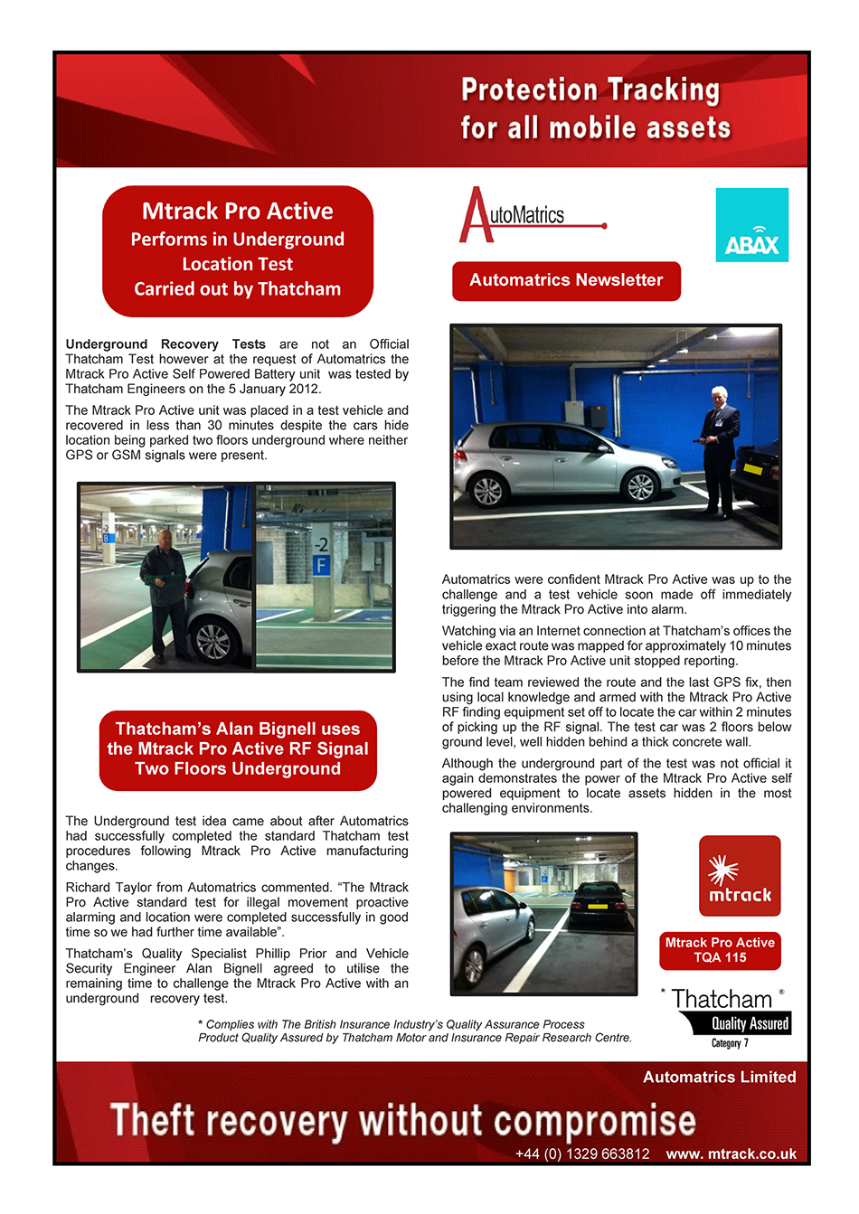 Thatcham Underground Recovery Test Automatrics