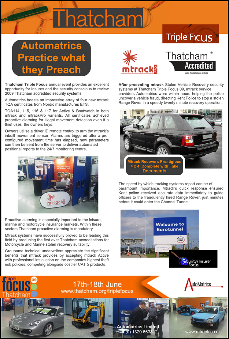 Thatcham Car Tracker Thatcham Triple Focus 2009 Automatrics