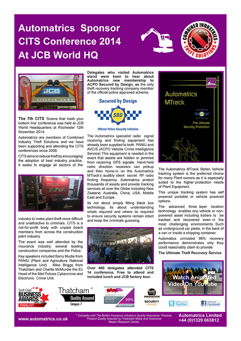 CITS Conference 2014 Automartrics Newsletter Combined Industry Theft Solutions Plant Security 